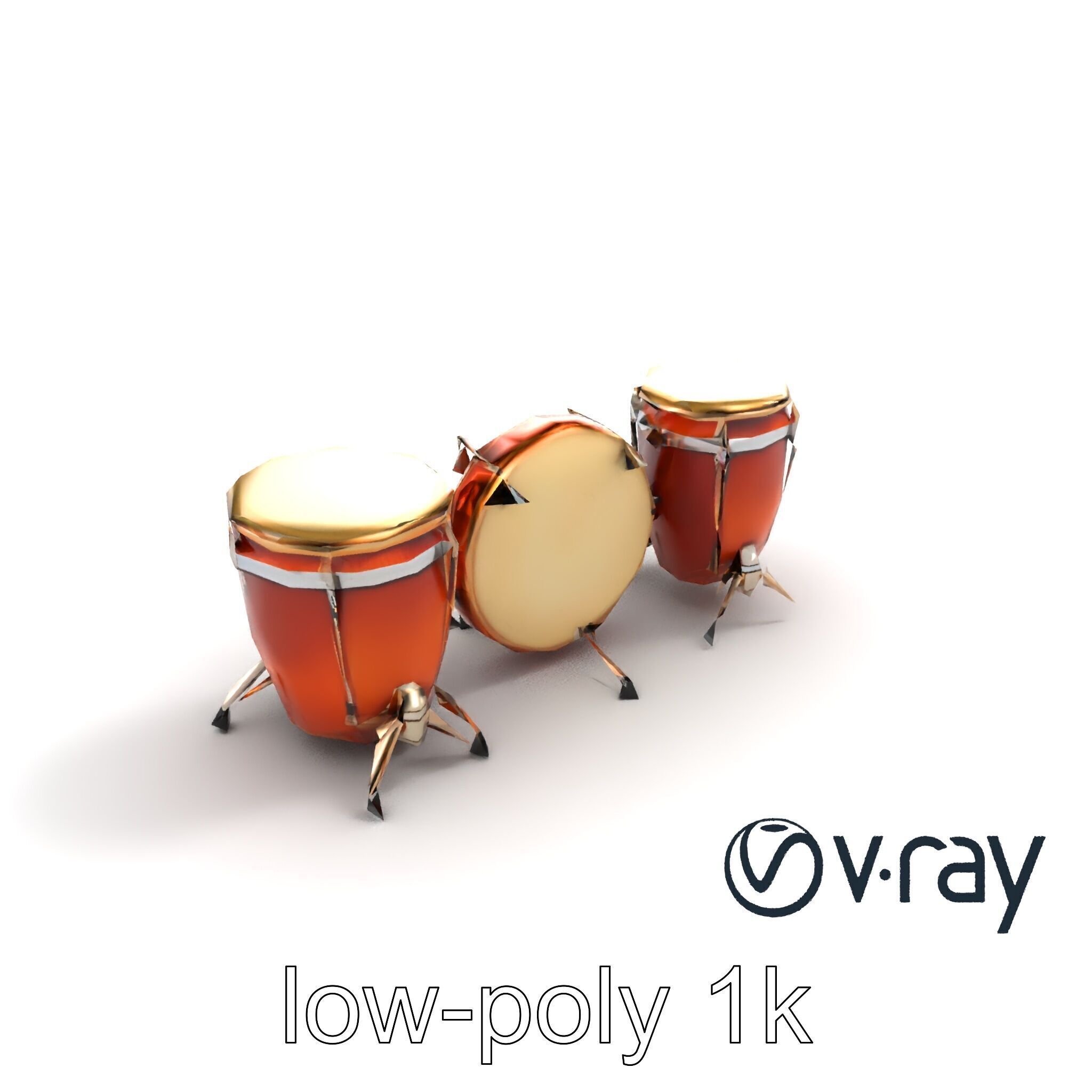 Timpani Drums with Copper Bowls Model Pack Low-poly 3D model_6