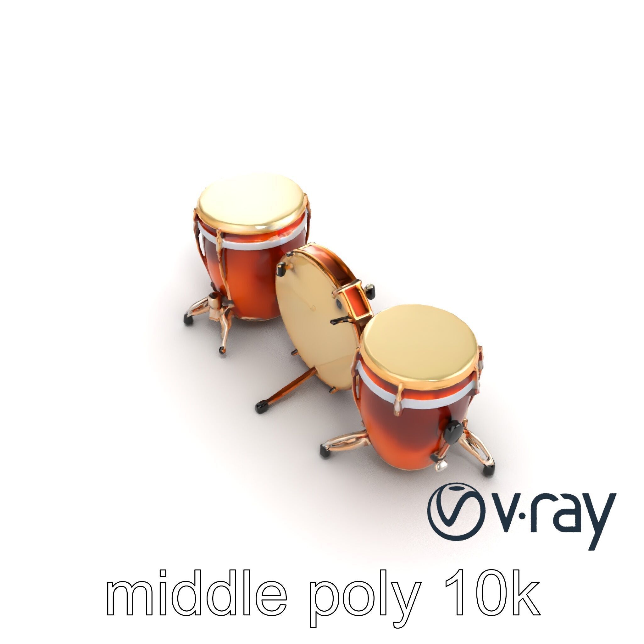 Timpani Drums with Copper Bowls Model Pack Low-poly 3D model_18