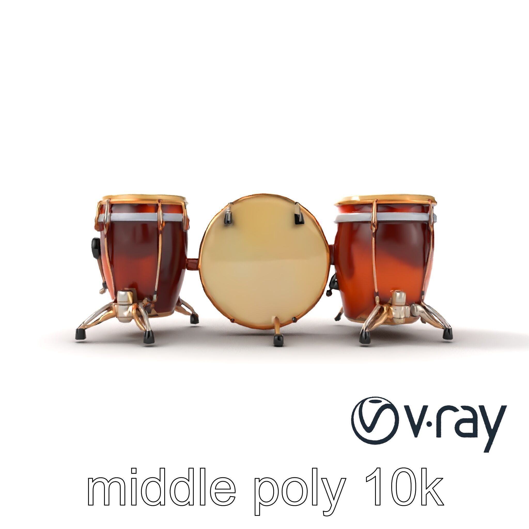 Timpani Drums with Copper Bowls Model Pack Low-poly 3D model_23