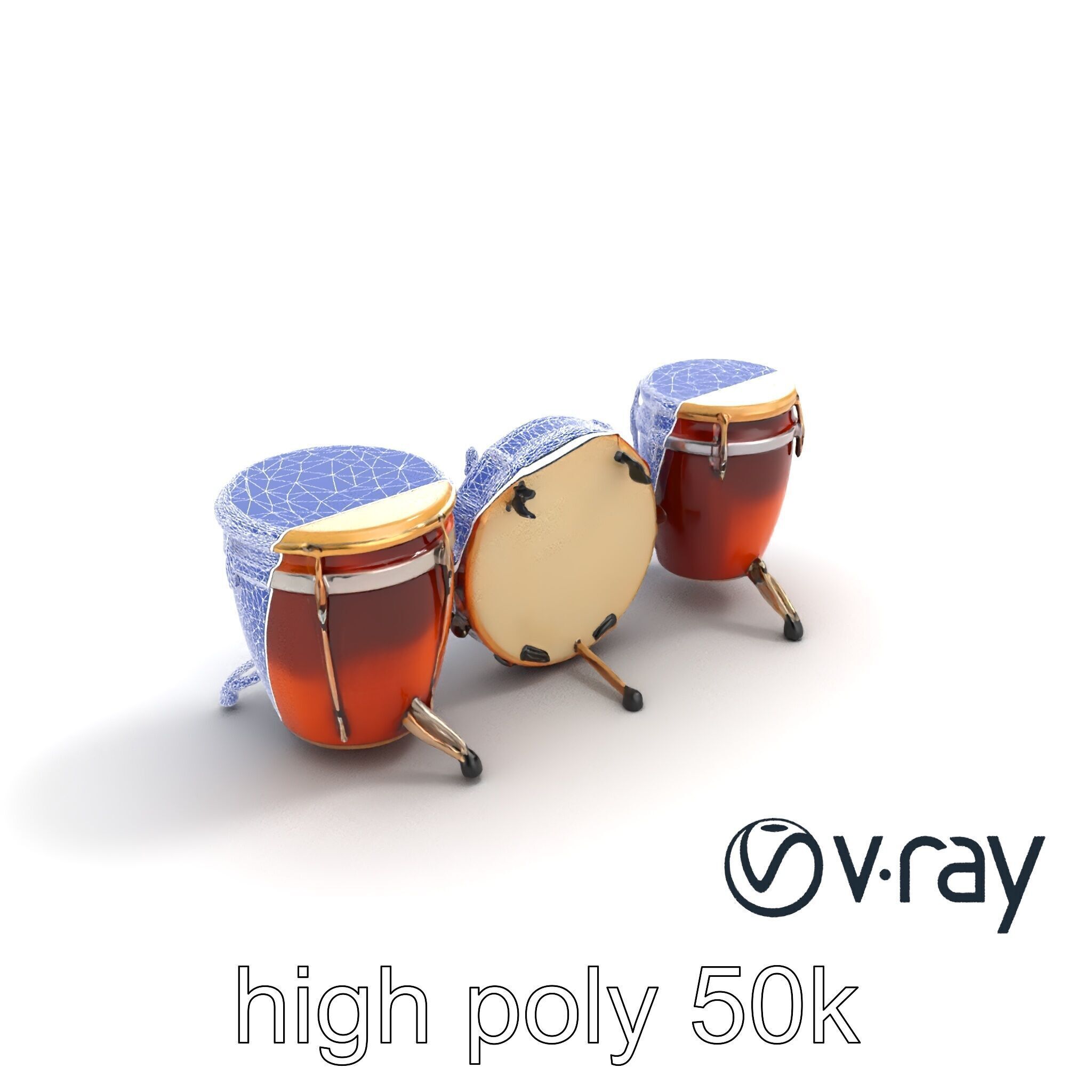 Timpani Drums with Copper Bowls Model Pack Low-poly 3D model_14