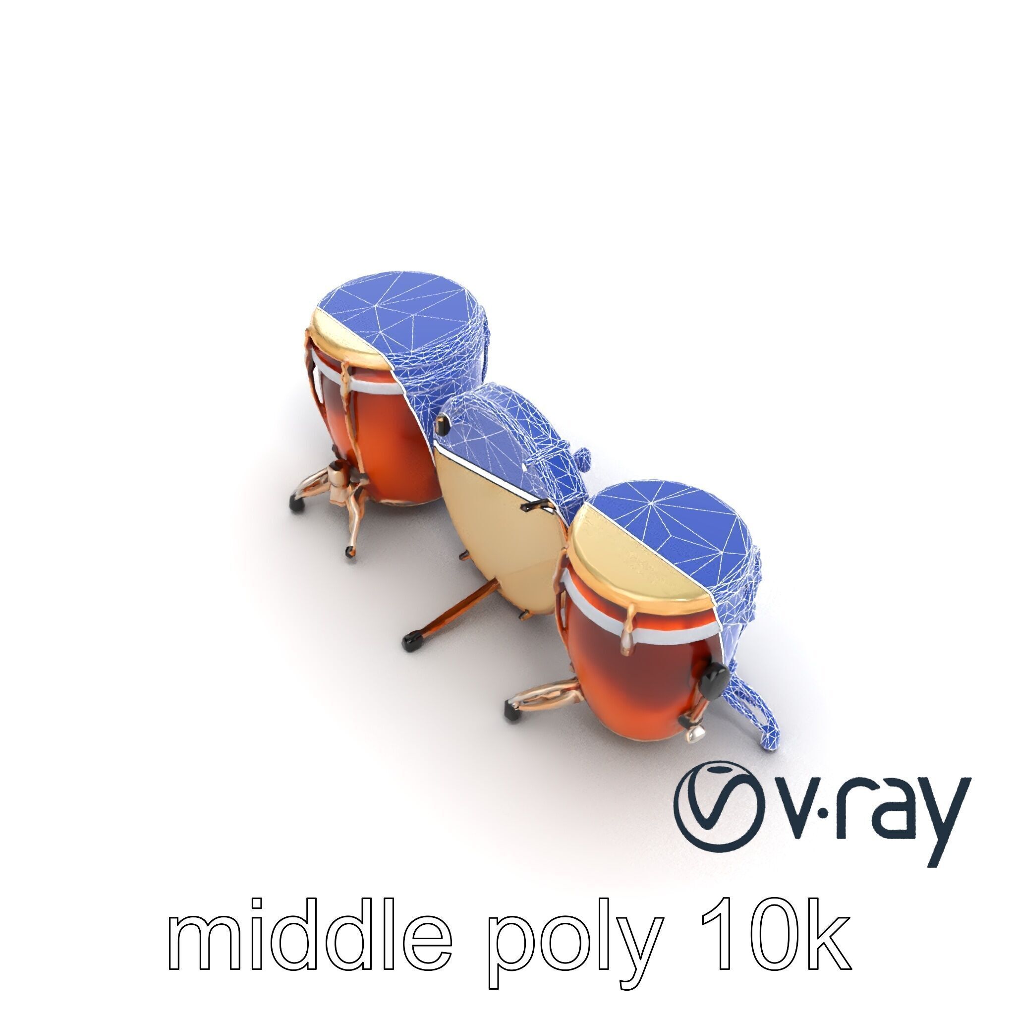 Timpani Drums with Copper Bowls Model Pack Low-poly 3D model_15