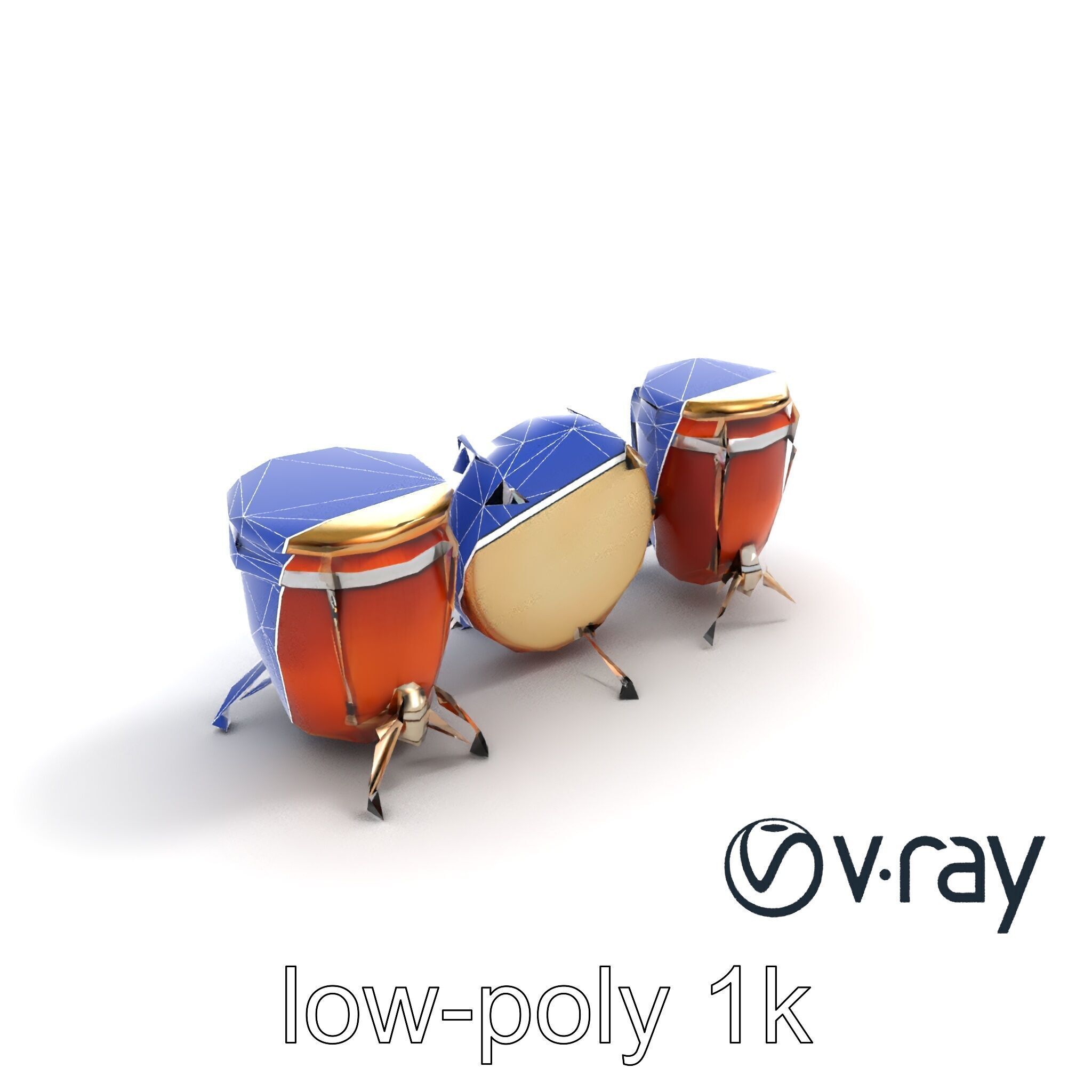 Timpani Drums with Copper Bowls Model Pack Low-poly 3D model_20