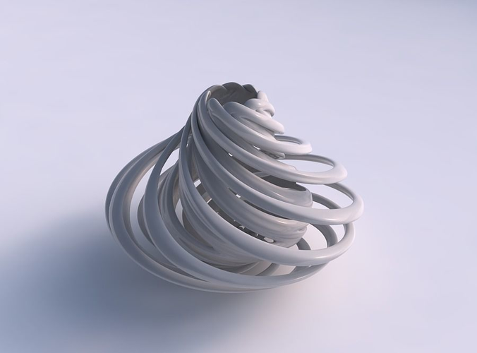 Vase double twisted bulged with collapsed top wide middle