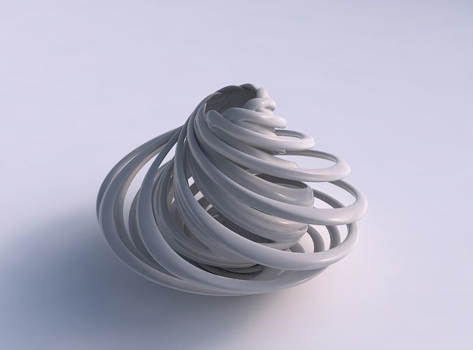 Vase double twisted bulged with collapsed top streched top corner