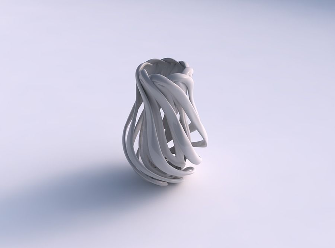 Vase double twisted bulged with collapsed top widened top