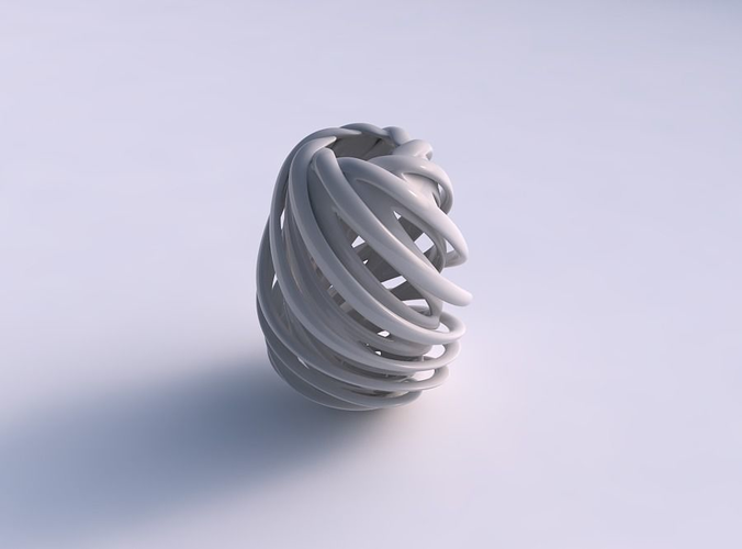 Vase double twisted with bulged and collapsed top wide middle