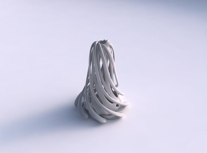 Vase double twisted taper with collapsed top streched top