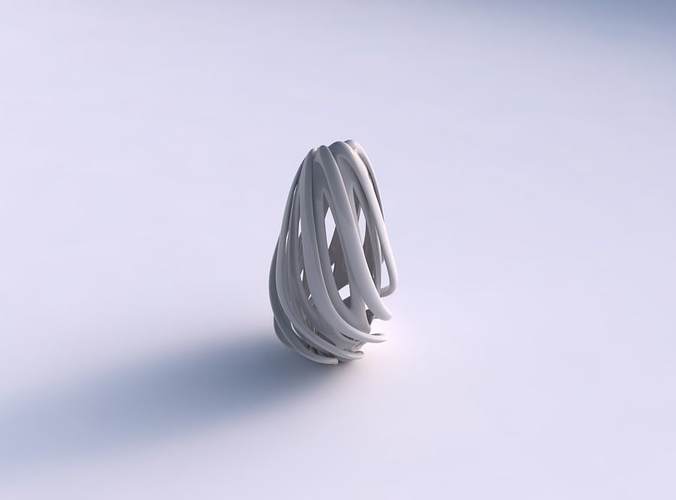 Vase double twisted with bulged and collapsed top long top 3D print model