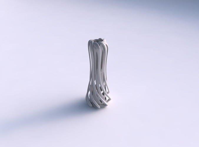 Vase double twisted taper with collapsed top streched and wavy top