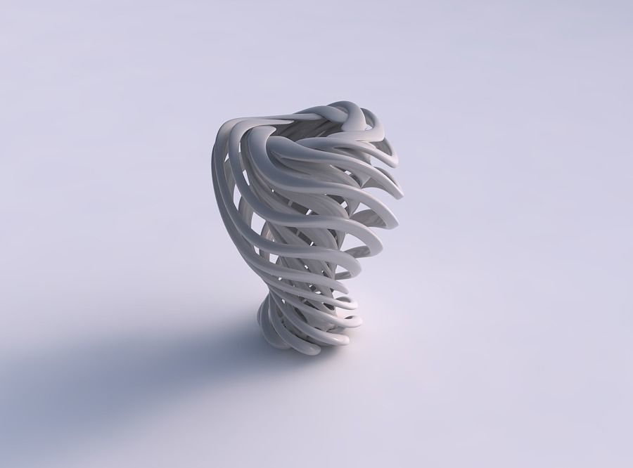 Vase double twisted medium with wide collapsed top and squeez... 3D print model_0