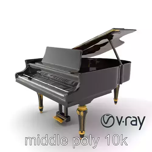 Grand Piano Polished Ebony Gilded Legs model pack