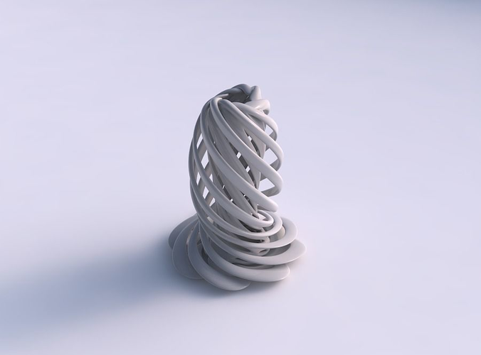 Vase double twisted medium with wide collapsed top and squeezed mid section twisted and streched top