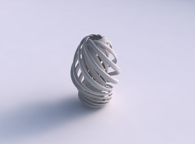 Vase double twisted medium with wide collapsed top and squeezed mid section wide middle