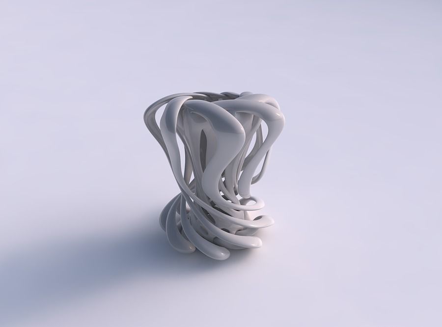 Vase double twisted small with wide collapsed top and squeeze... 3D print model_0