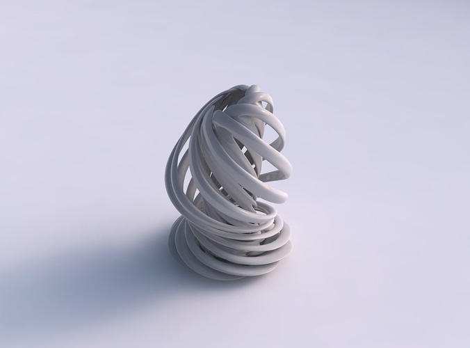 Vase double twisted medium with wide collapsed top and squeezed mid section streched top corner