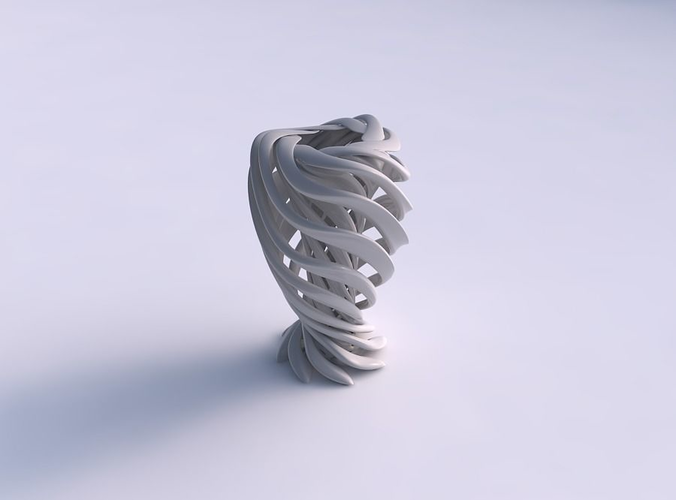 Vase double twisted large with wide collapsed top and squeezed mid section wavy top