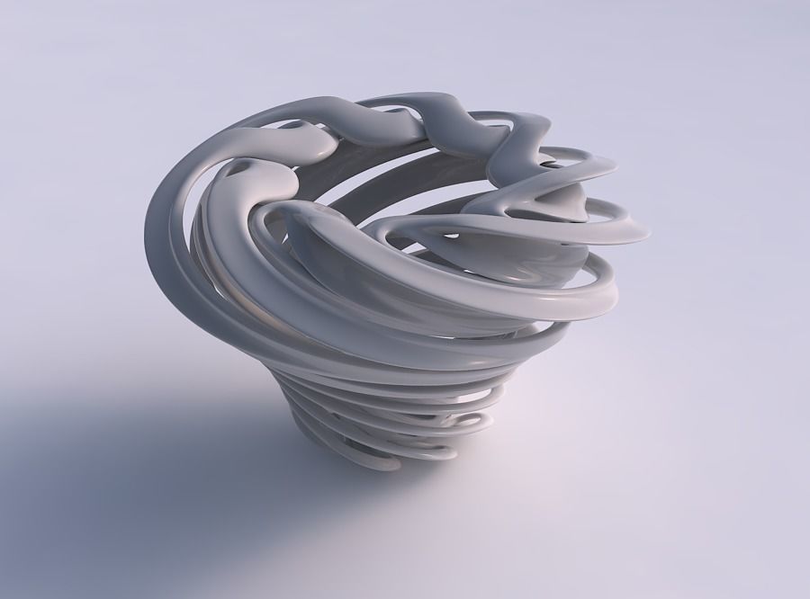 Vase double twisted funnel shape with collapsed top twisted a... 3D print model_0