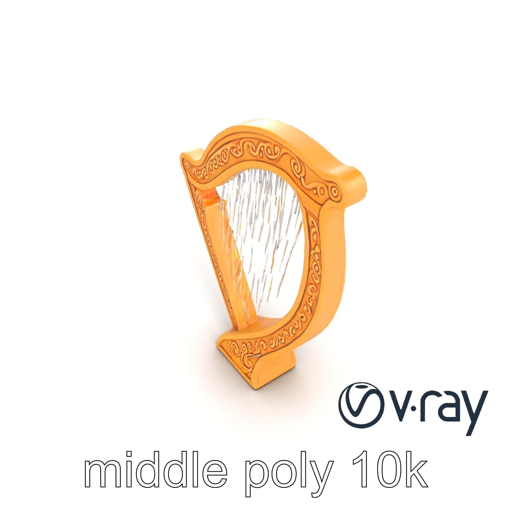 Golden Celtic Knot Harp 3D model pack Low-poly 3D model_20