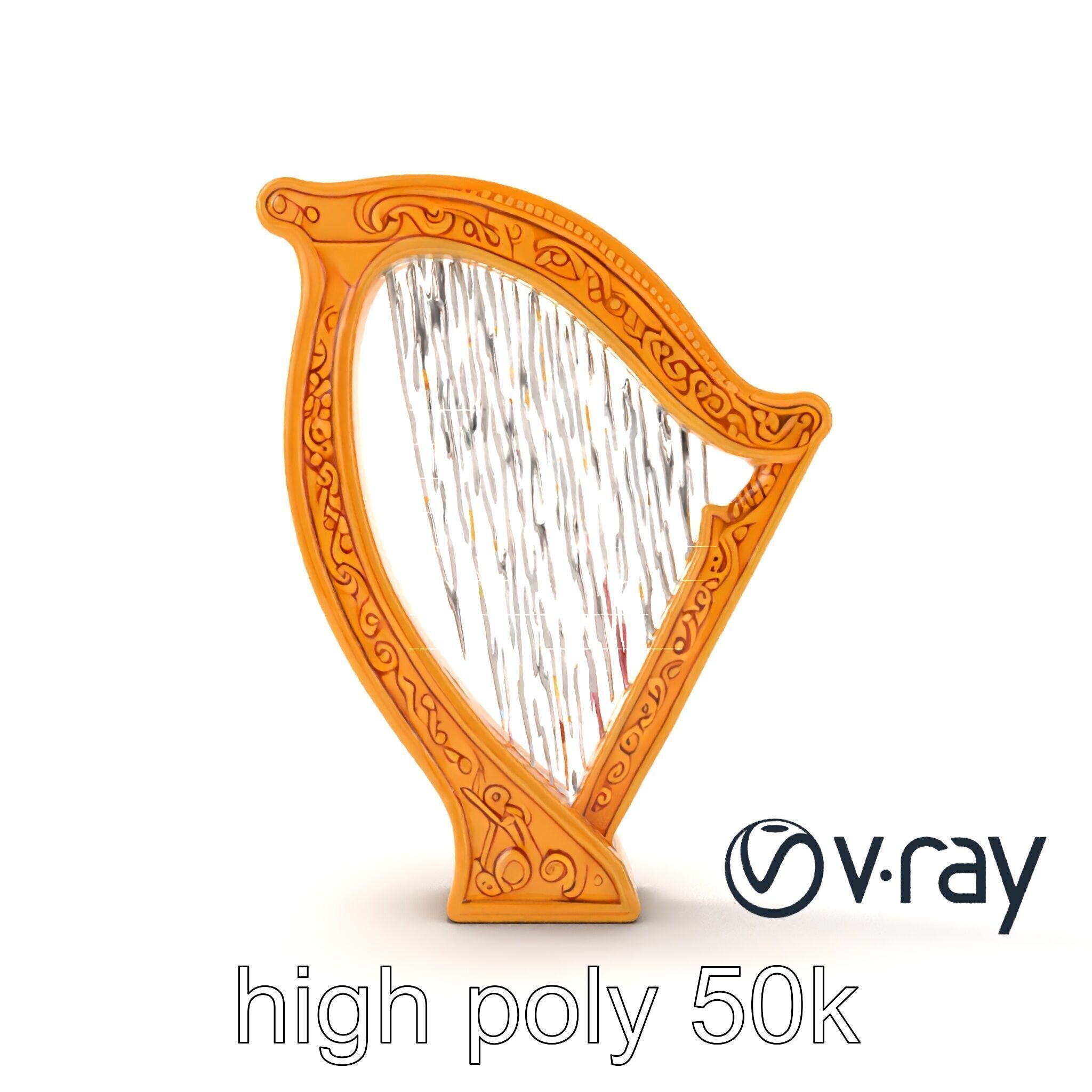 Golden Celtic Knot Harp 3D model pack Low-poly 3D model_28