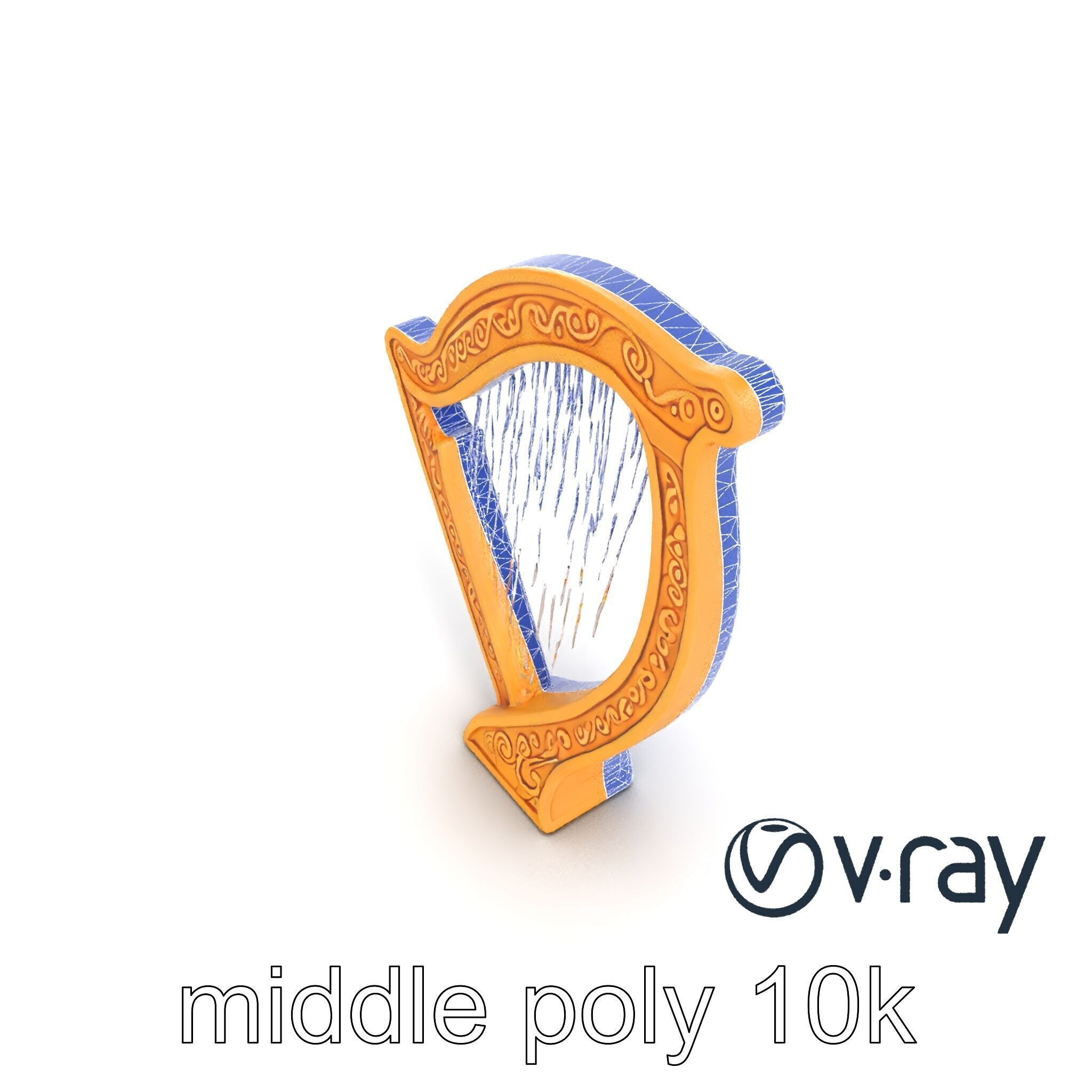 Golden Celtic Knot Harp 3D model pack Low-poly 3D model_22