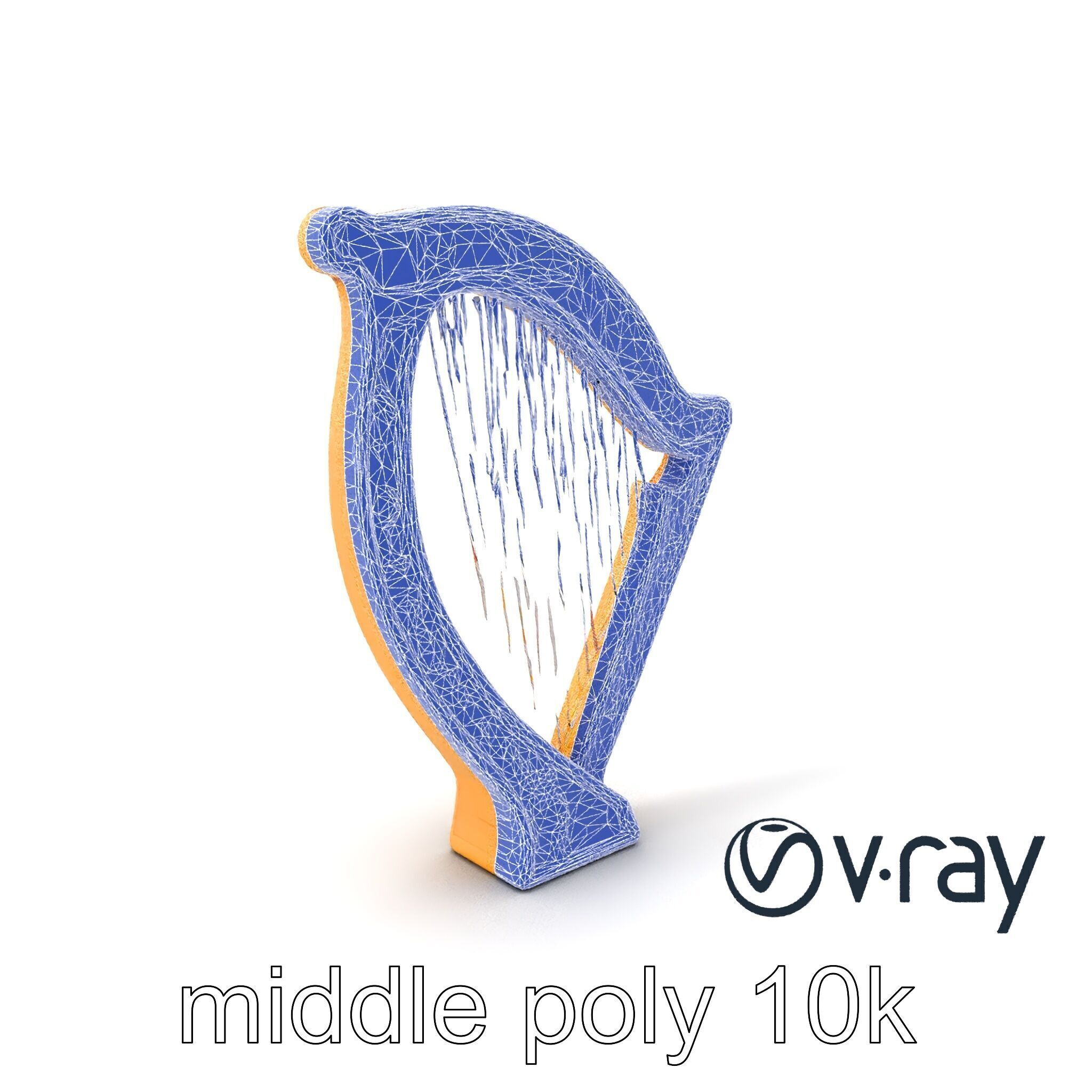 Golden Celtic Knot Harp 3D model pack Low-poly 3D model_8