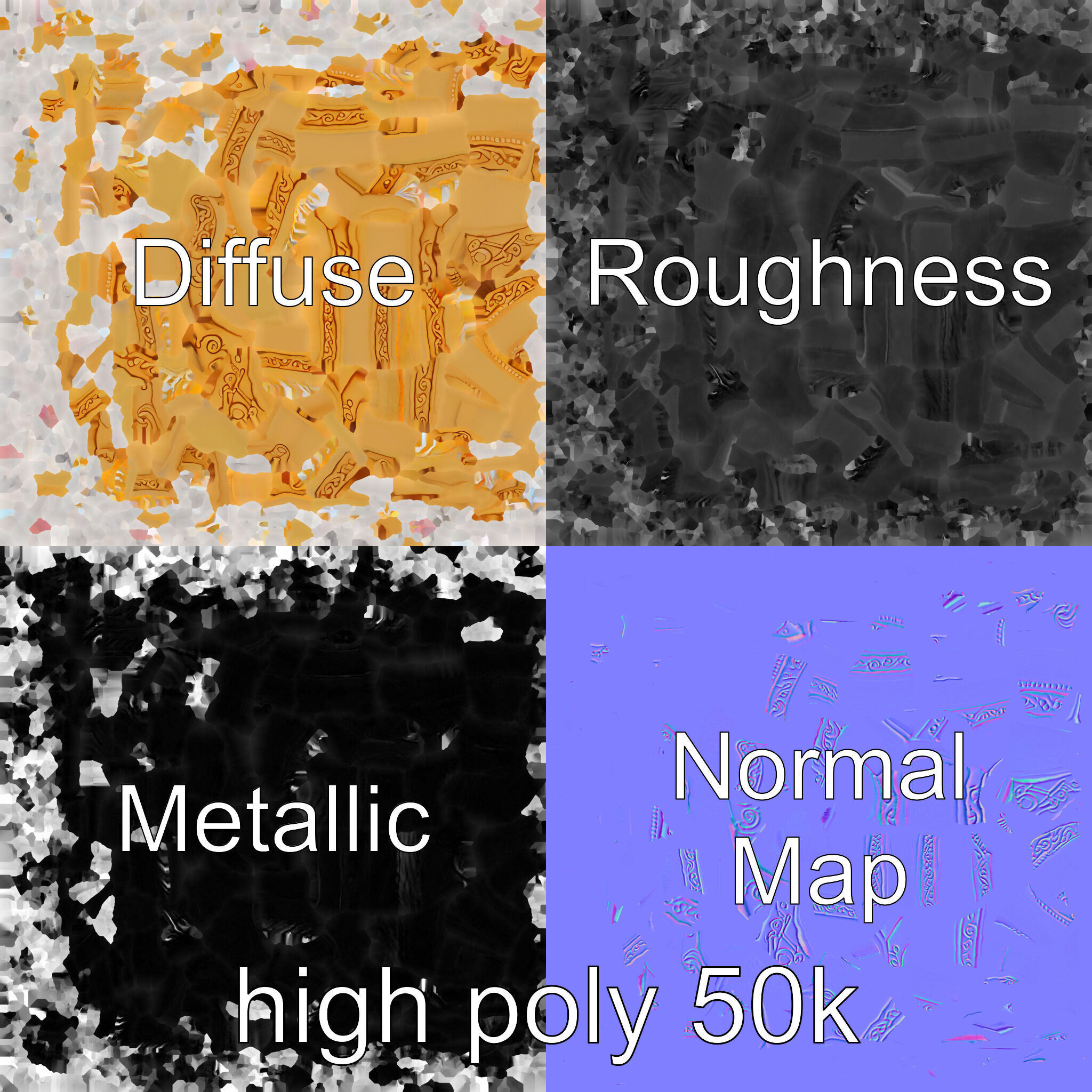 Golden Celtic Knot Harp 3D model pack Low-poly 3D model_2