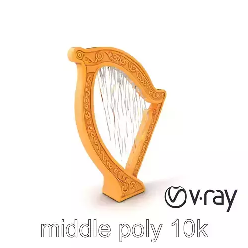 Golden Celtic Knot Harp 3D model pack