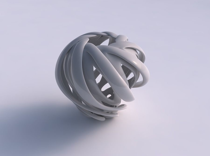 Vase double twisted with bulged and collapsed top squeezed