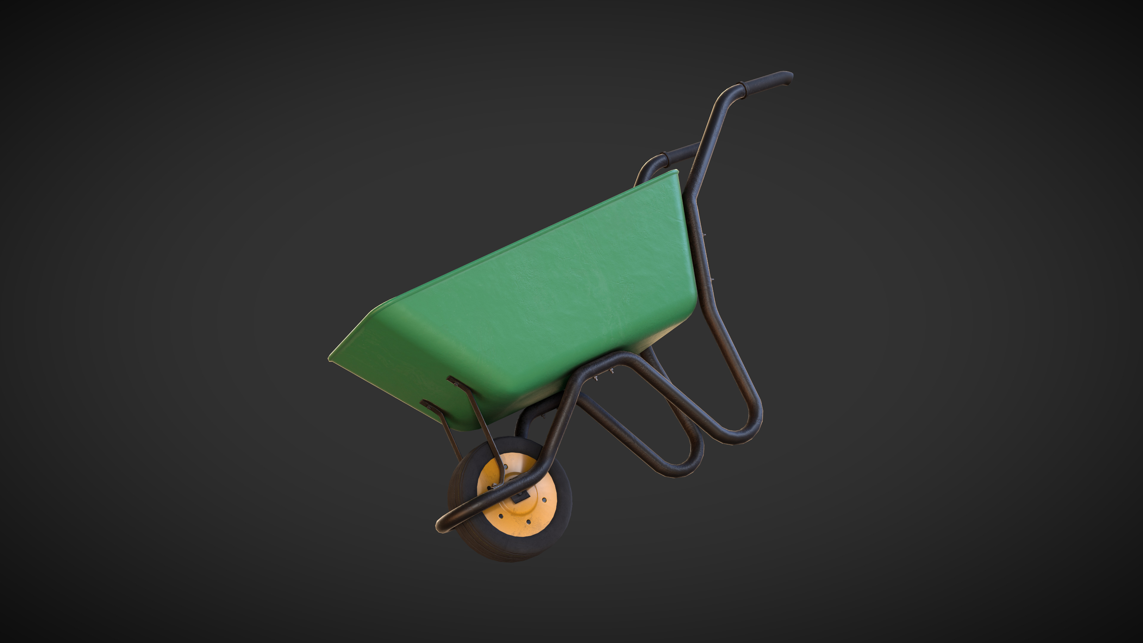 Wheelbarrow Low-poly 3D model_3