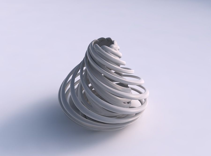 Vase double twisted bulged with collapsed top twisted and streched top
