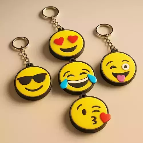 Emoji Keychain Set - 5pcs - Cute and Fun Emoji Keyrings 3D print model
