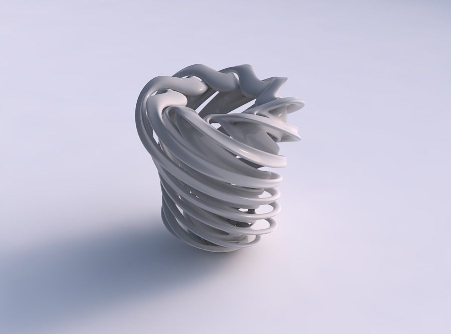 Vase double twisted funnel shape with collapsed top wide middle 3D print model_0