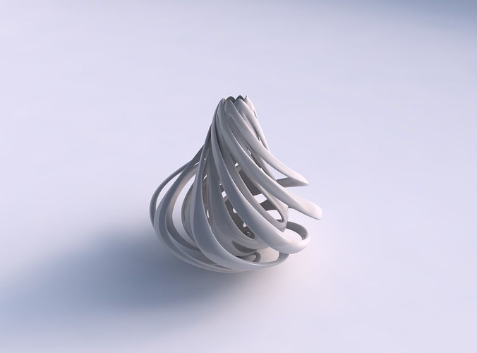Vase double twisted bulged with collapsed top long top 3D print model