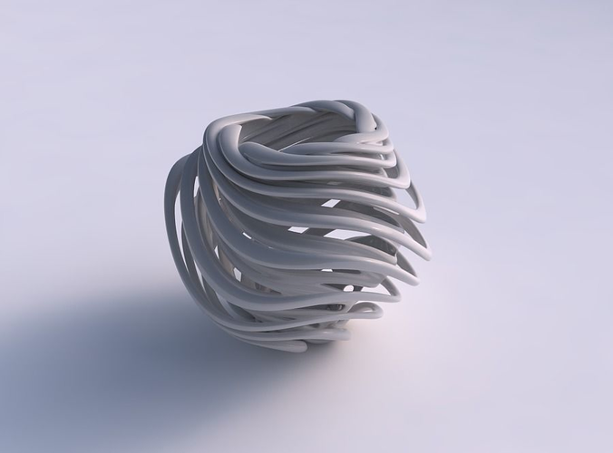 Vase double twisted small with collapsed top wavy top