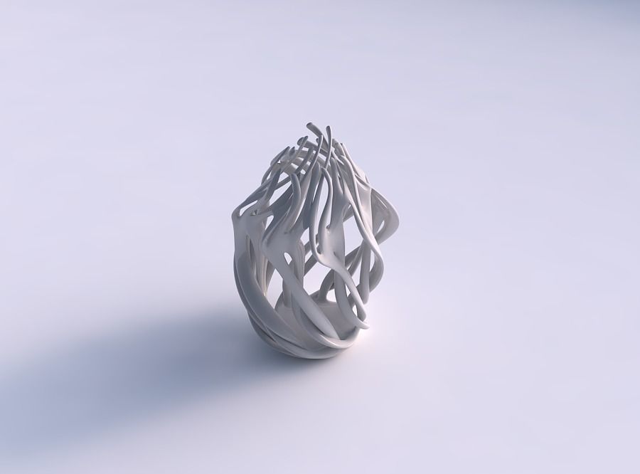 Vase deformed 2 tall with twisted branches streched top corner 3D print model_0