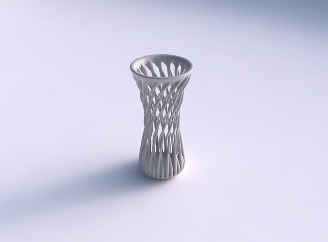Vase cylindrical with twisted muscle structure widened top