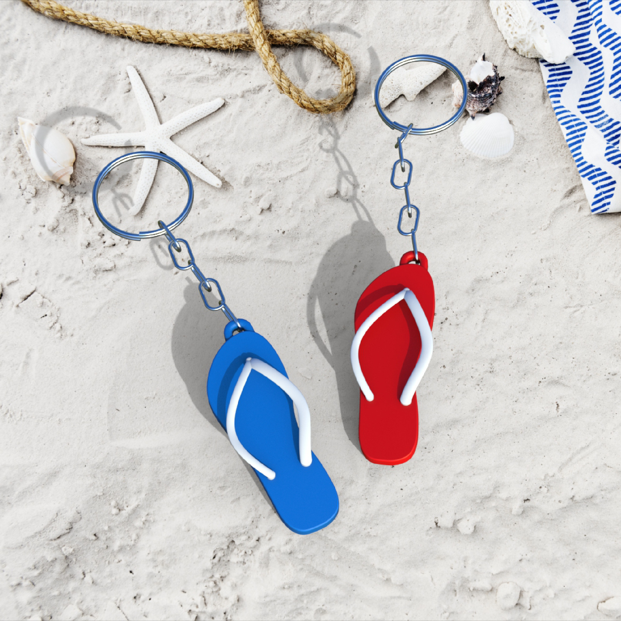 Flip Flop Keychain - Fun Beach Sandal Keyring 3D print model_3