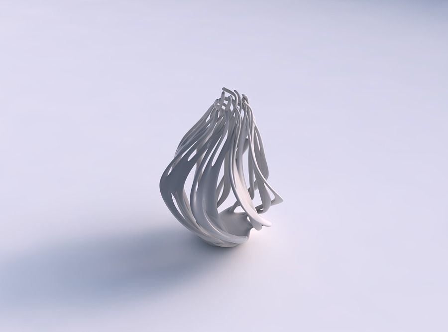 Vase deformed tall with twisted branches streched top corner 3D print model_0