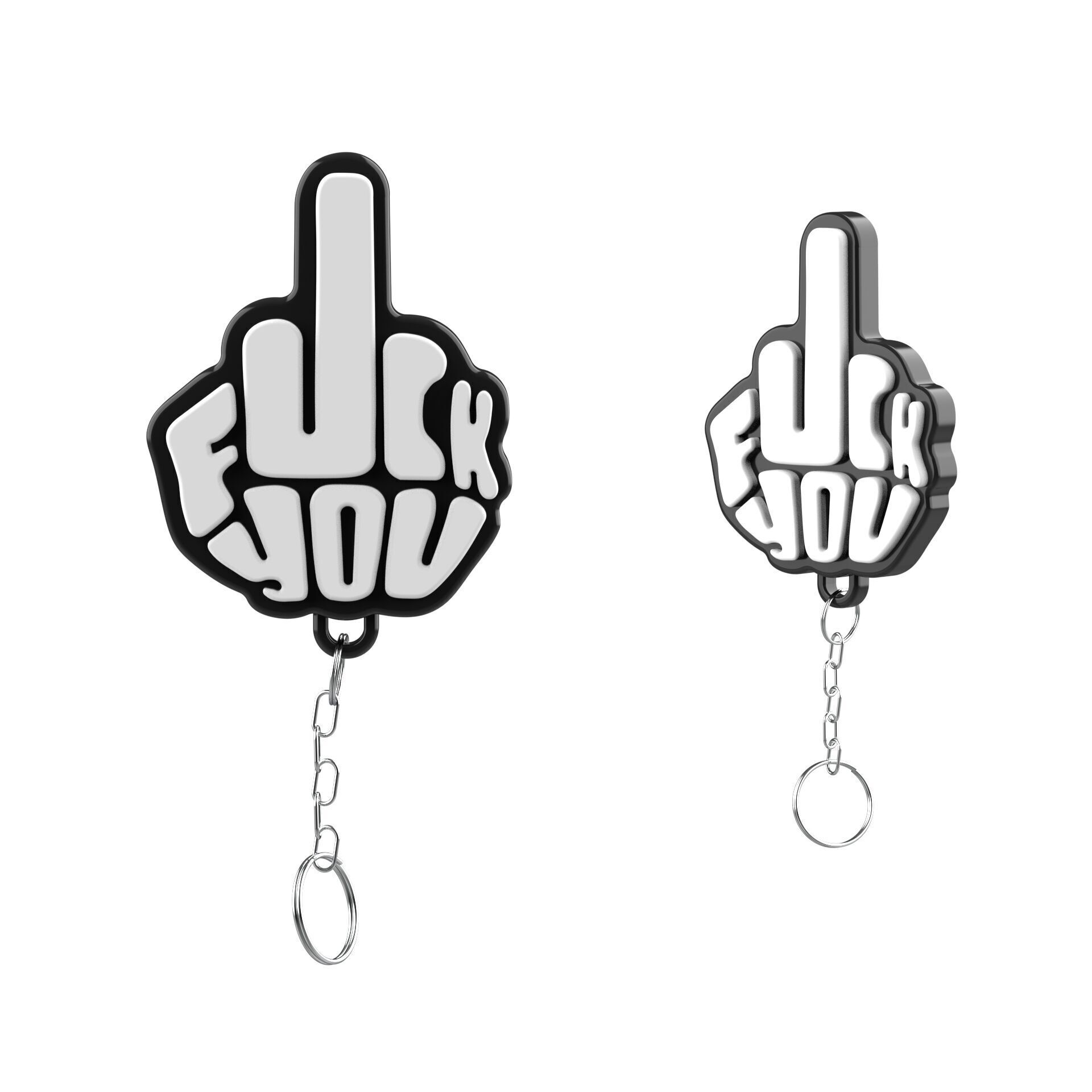 Fck You Keychain -Middle Finger Keyring - Fidget Toy 3D print model_5