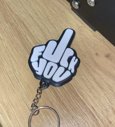 Fck You Keychain -Middle Finger Keyring - Fidget Toy 3D print model_3