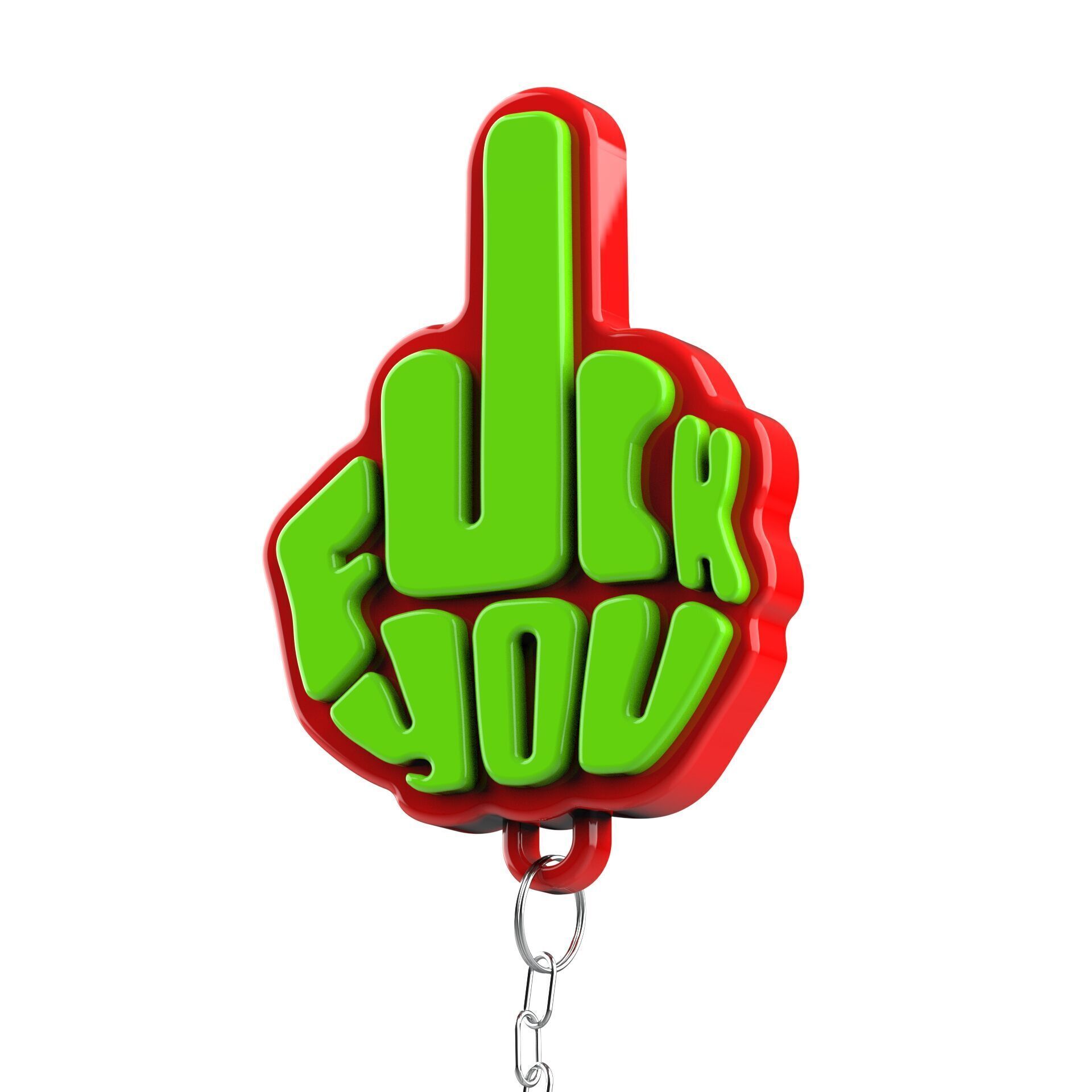 Fck You Keychain -Middle Finger Keyring - Fidget Toy 3D print model_2