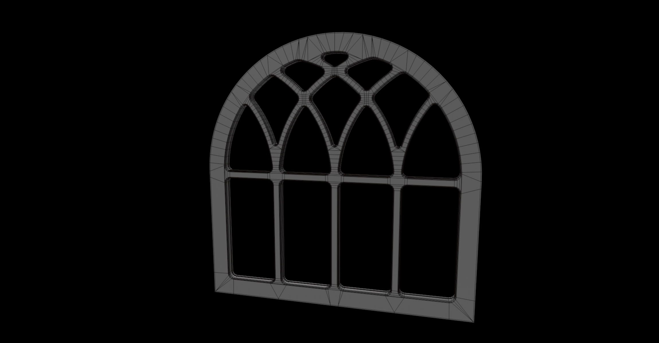  medieval arched window 3D model_5