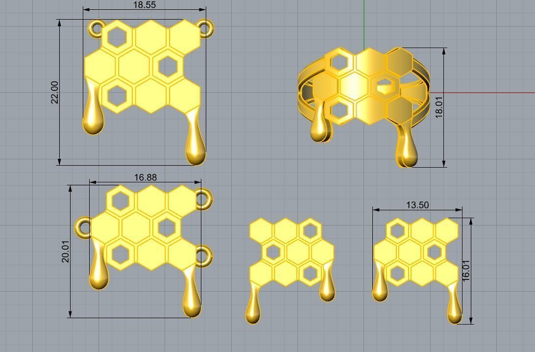 Honeycomb set 3D print model_6