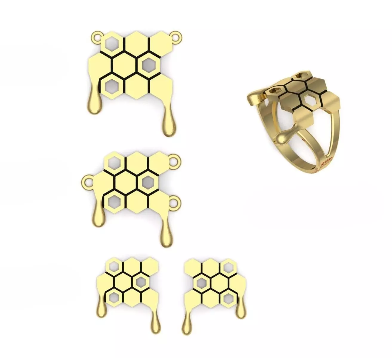 Honeycomb set 3D print model_0