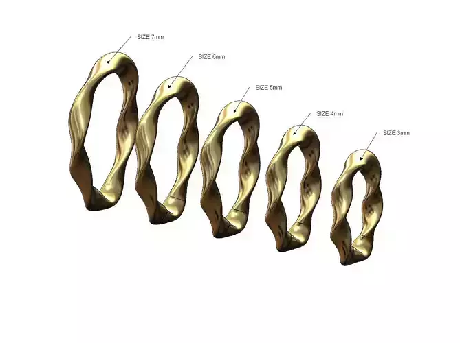 Oval section double twisted bail link 3D print model