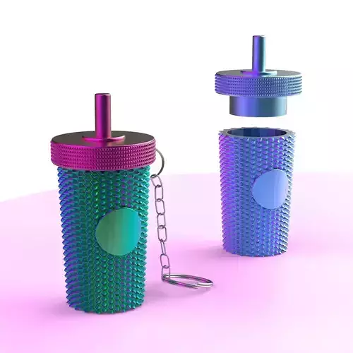 Studded Tumbler Keychain - Pill Box - Removable Screw Top 3D print model