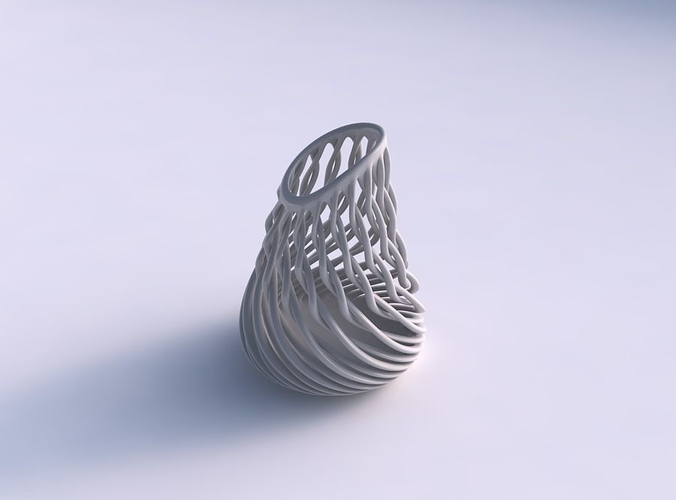 Vase cylindrical with twisted muscle structure streched top corner