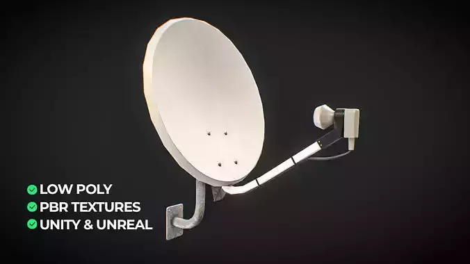 Parabolic Satellite Dish 3D Model Low-poly 3D model