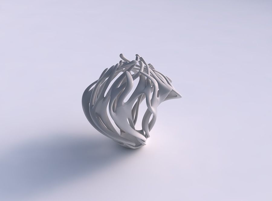 Vase deformed 2 tall with twisted branches twisted and squeezed 3D print model_0
