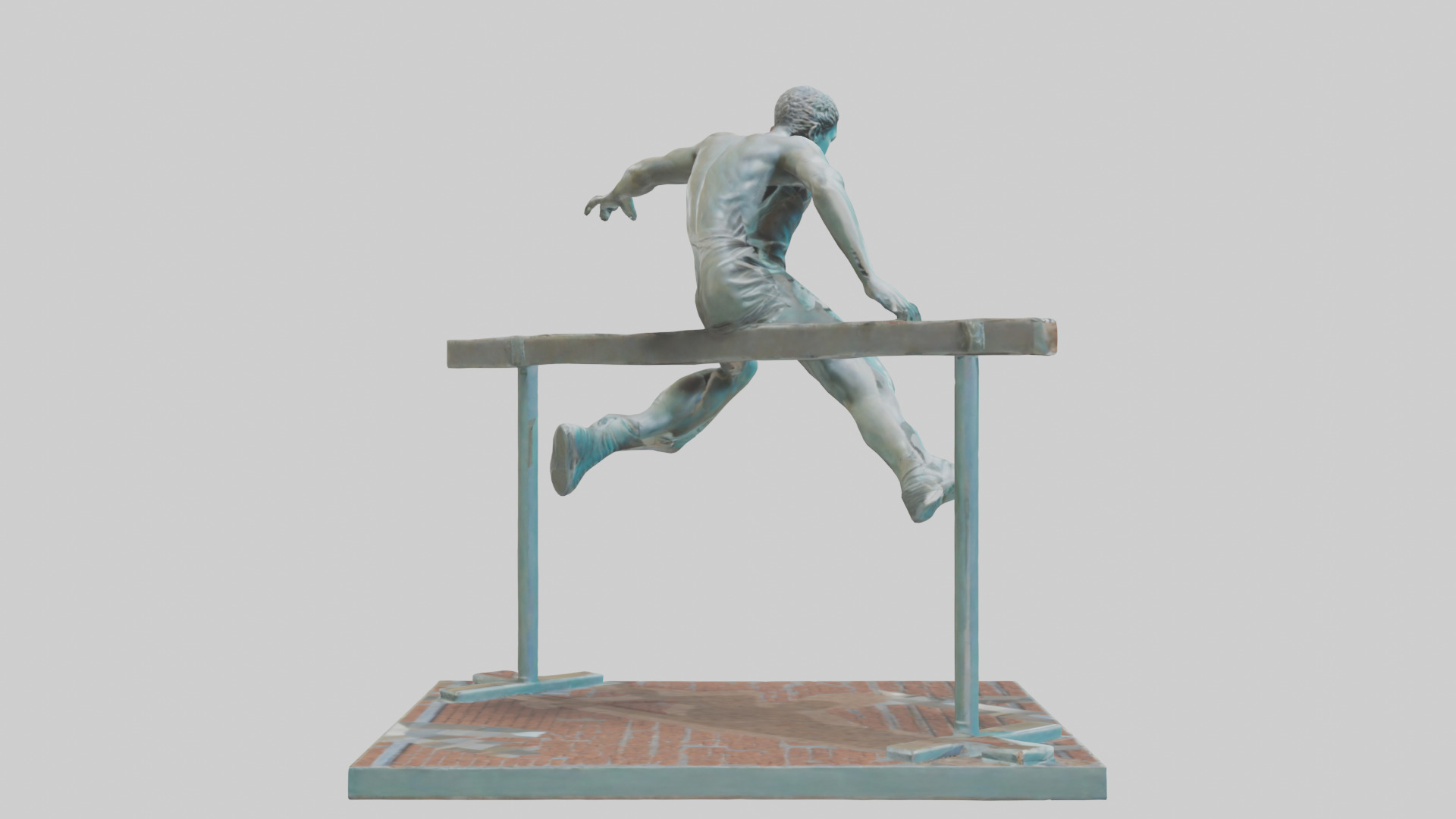Hurdler MidOvercoming Barrier statue model Low-poly 3D model_13